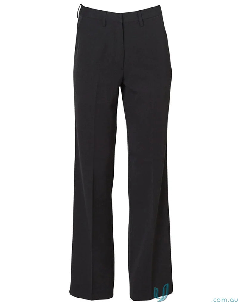 Winning Spirit Ladies WP02 black wide-leg permanent press trousers for ladies