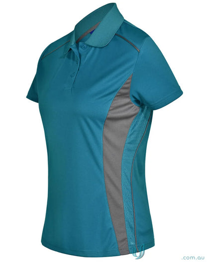 Teal Winning Spirit PS80 Pursuit Polo Lady with grey side panels and short sleeves