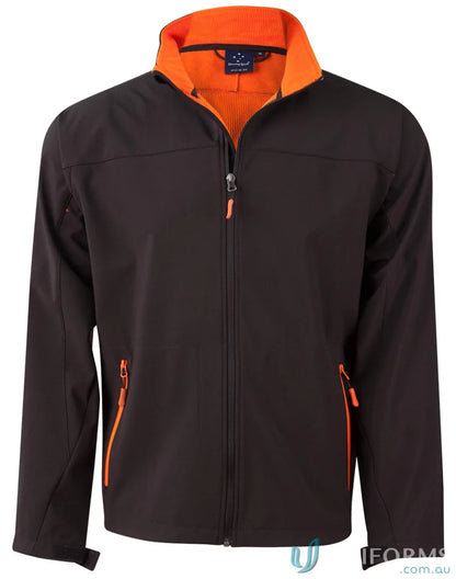 Black Winning Spirit Ladies Rosewall SoftShell Jacket with orange lining for outdoor style