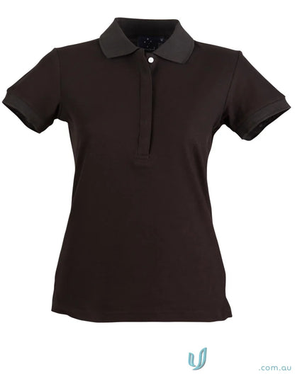 Dark brown Ladies TrueDry Connection Polo from Winning Spirit Spirit Ladies Truedry collection