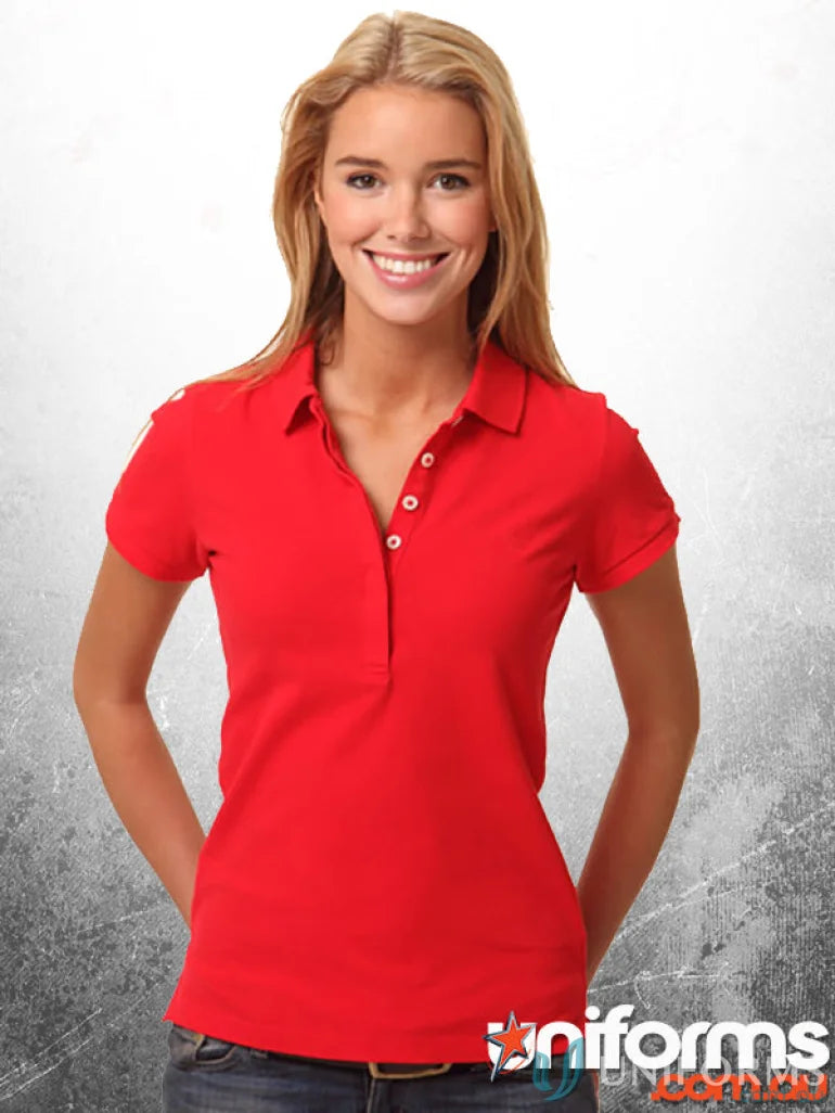 Red polo shirt from Winning Spirit Ladies TrueDry Connection Polo collection