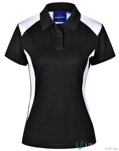 Winning Spirit Ladies TrueDry Winner Polo shirt with black and white panels for women