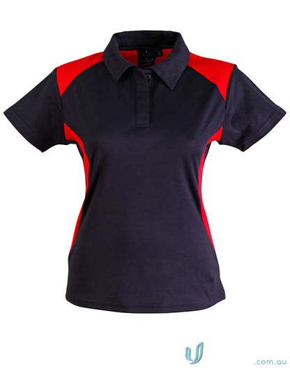 Winning Spirit Ladies TrueDry Winner Polo in navy blue with red accents perfect for sports
