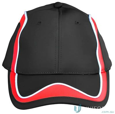 Black ch53 legend cap with cooldry pique mesh and red white trim for Winning Spirit Legend style
