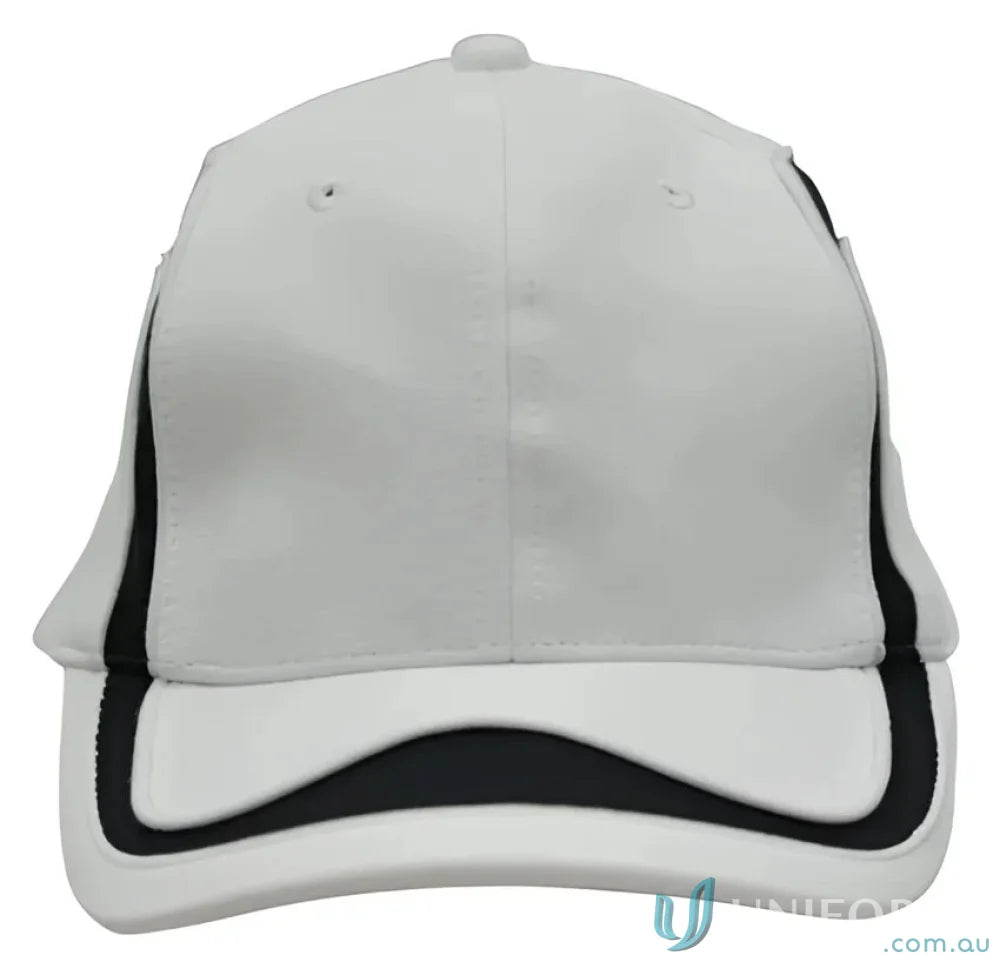 White baseball cap with black trim showing the Winning Spirit Legend Cap style