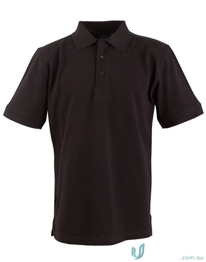 Black short-sleeved polo shirt from Winning Spirit Cotton Longbeach Polo collection