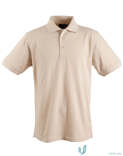 Beige ps39 Longbeach Polo shirt featuring Winning Spirit Cotton fabric for a classic look