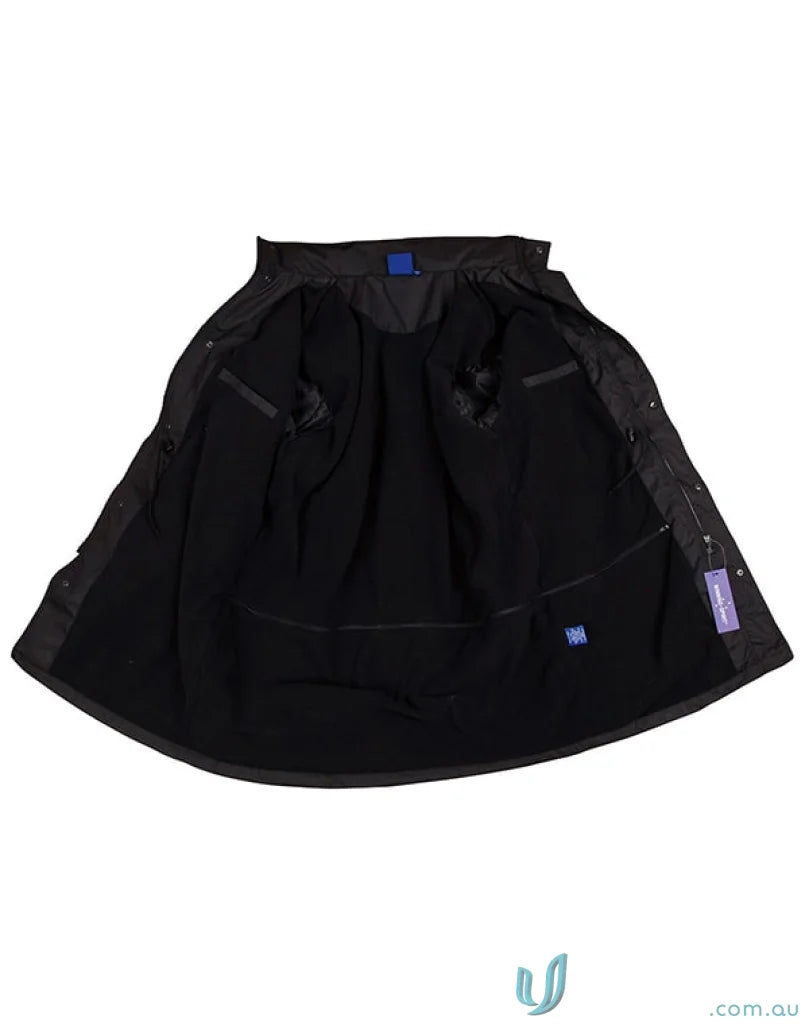 Black Winning Spirit Longline Stadium Jacket with high wind collar and fleece lining