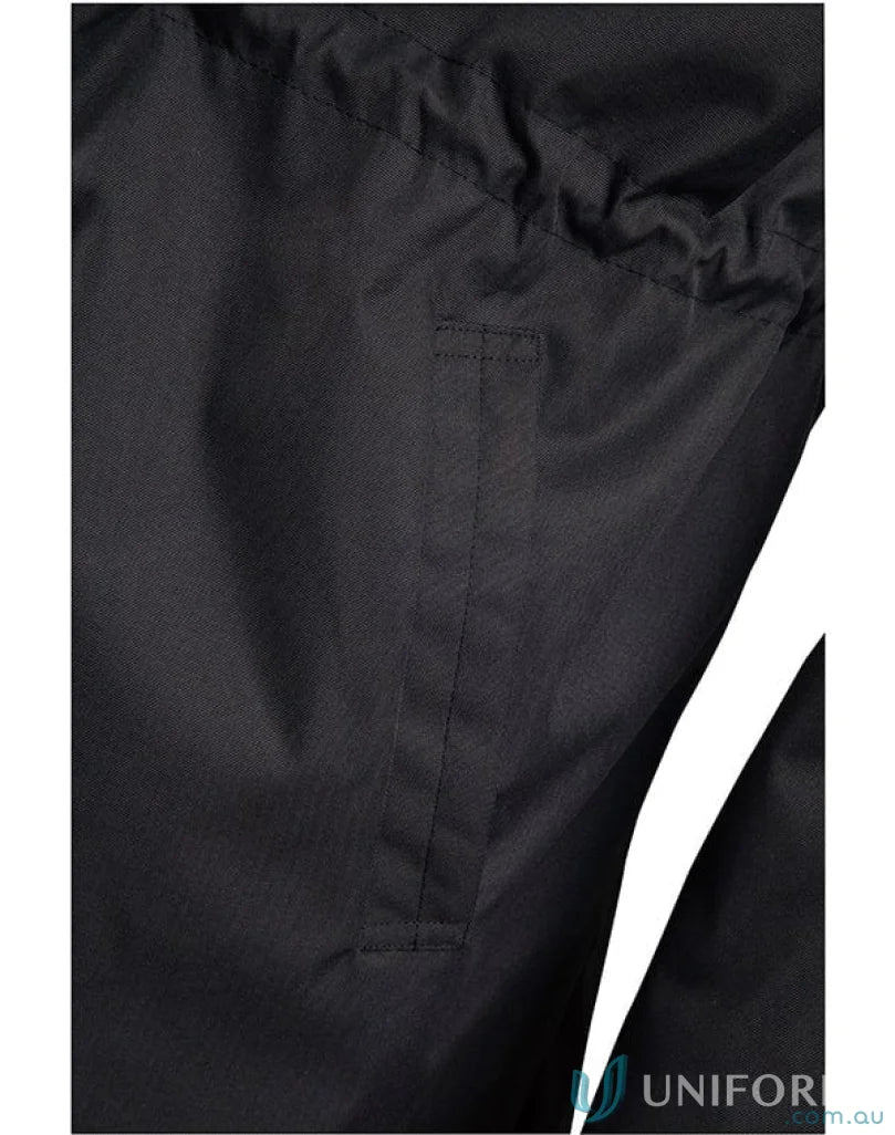 Close-up of jk50 longline Winning Spirit Stadium Jacket with high wind collar and waterproof fabric