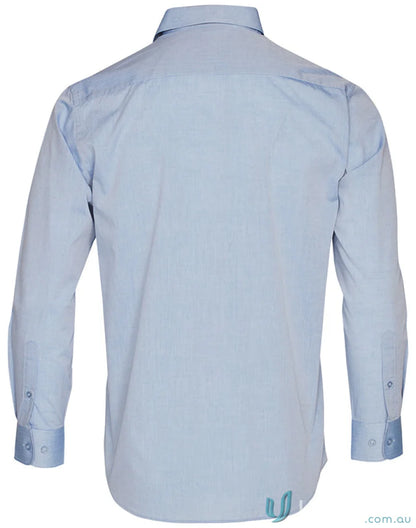 Light blue m7012 men’s fine chambray long sleeve shirt for a stylish look