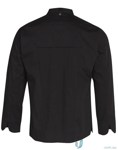 Black chef’s jacket from Winning Spirit Mens, a slick mens functional chef look
