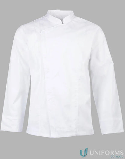 White chef’s jacket from Winning Spirit Mens, a stylish mens functional chef jacket