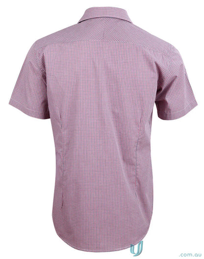 Winning Spirit Mini Gingham S/S Shirt in red and white checkered tone mini gingham