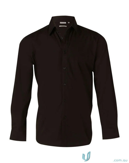Winning Spirit nano tech black long-sleeved men’s nano™ tech button-down shirt