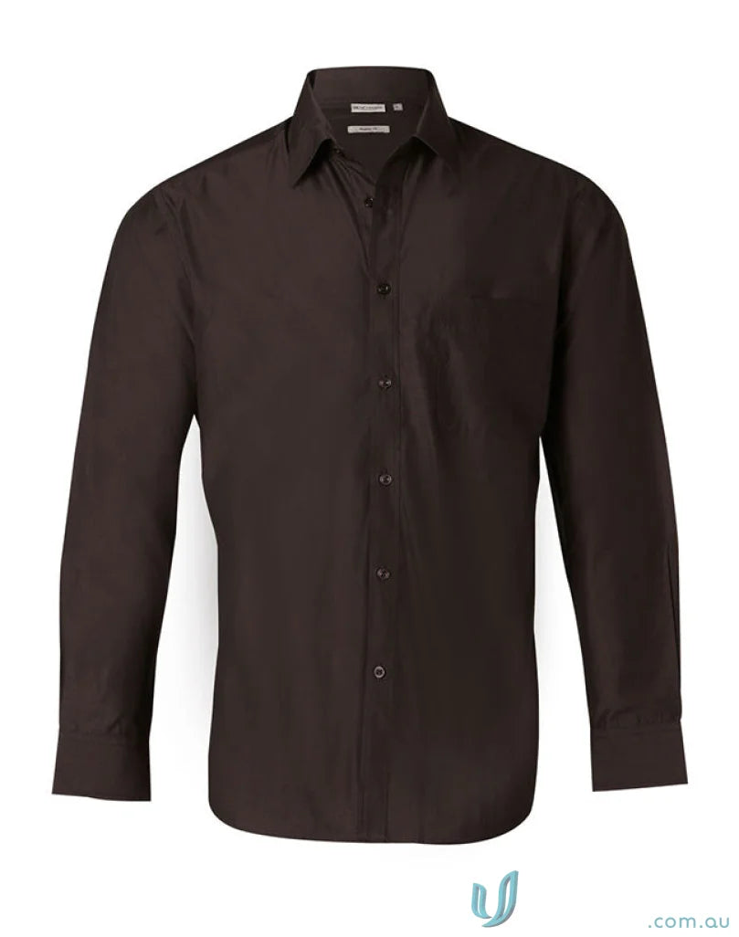 Brown long-sleeved Winning Spirit Nano Tech L/S Shirt for men’s nano™ tech style