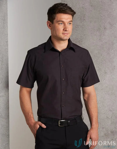 Winning Spirit NanoTech SS Shirt on man m7001 mens tech short sleeve black button-up