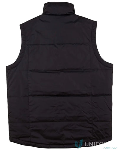 Black jk29 padded vest with zippered welt pockets in durable nylon rip-stop fabric