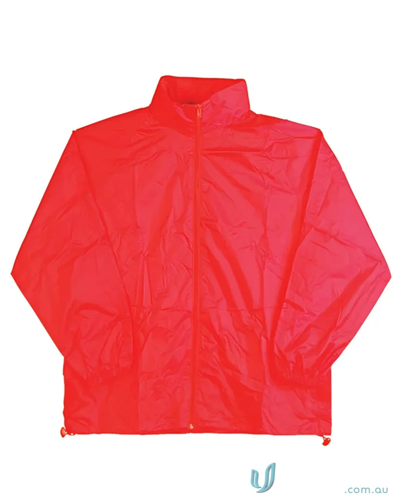 Bright red nylon Winning Spirit JK10 Rain Forest Spray Jacket for outdoor adventures