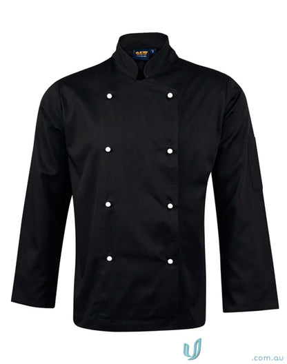 Black long-sleeved Winning Spirit Traditional Chefs Jacket for culinary professionals