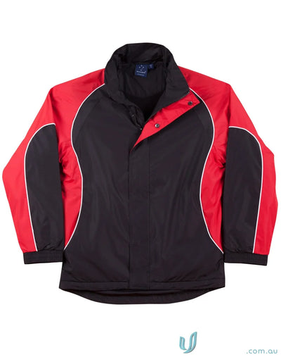 Red and black Winning Spirit Unisex Arena Jacket with elasticated adjustable cuffs, jk77 arena style