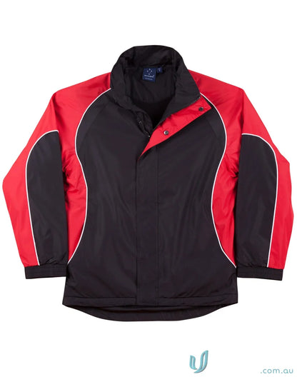 Red and black Winning Spirit Unisex Arena Jacket with elasticated adjustable cuffs, jk77 arena style