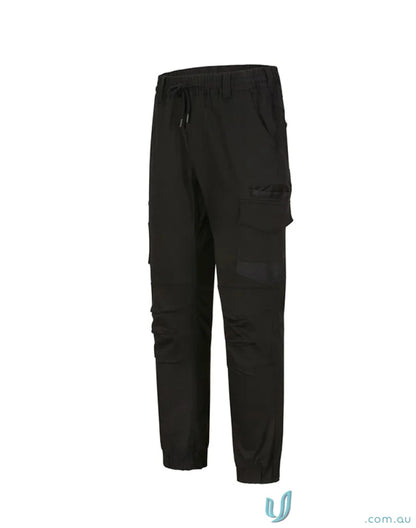 Black cargo pants from Winning Spirit’s unisex cotton stretch drill cuffed work pants collection