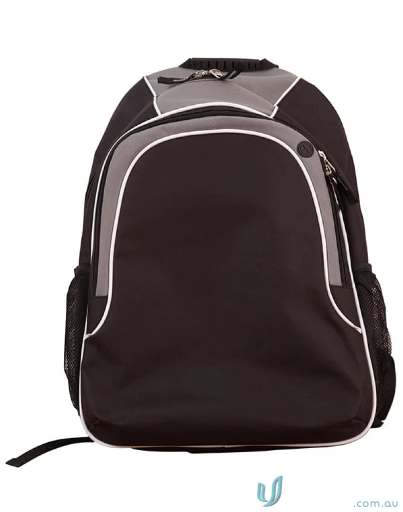 Black and gray Winning Spirit Winner Backpack with b5020 winner backpack design and organizer pockets