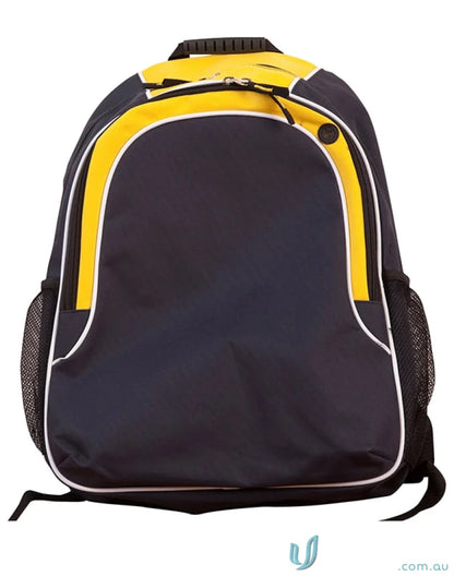 Black and yellow B5020 Winner Backpack with organizer pockets from Winning Spirit Winner