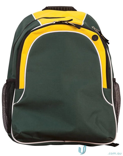 Green and yellow b5020 winner backpack with organizer pockets for Winning Spirit Winner fans