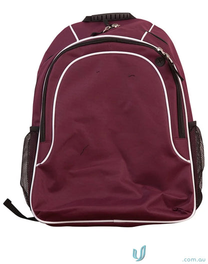 Maroon winning spirit winner backpack with white trim and organizer pockets b5020 winner backpack