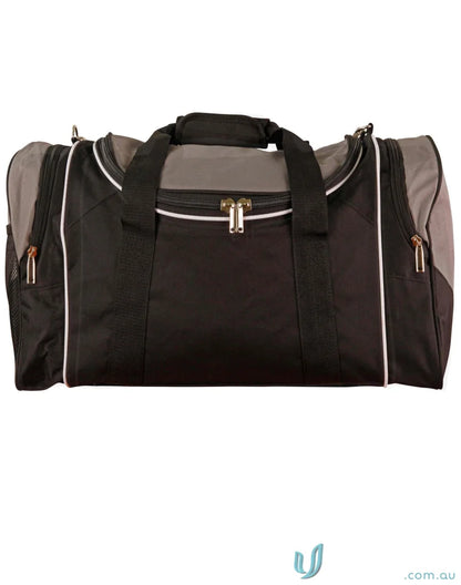 Black and gray duffel bag from Winning Spirit Winner Sports Bag for travel or workouts