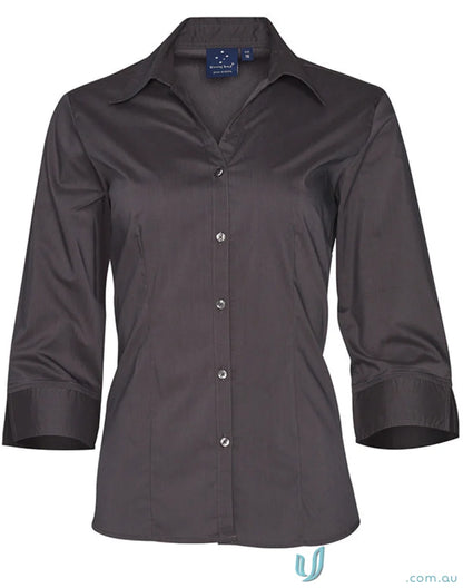 Gray Winning Spirit Womens Executive 3Q Shirt with stylish three-quarter sleeves
