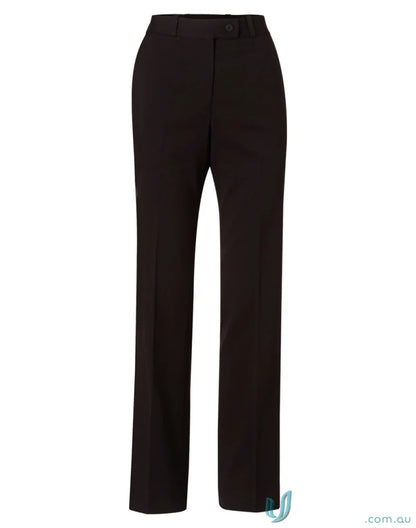 Black winning spirit womens stretch flexi waist straight-leg trousers for comfy style