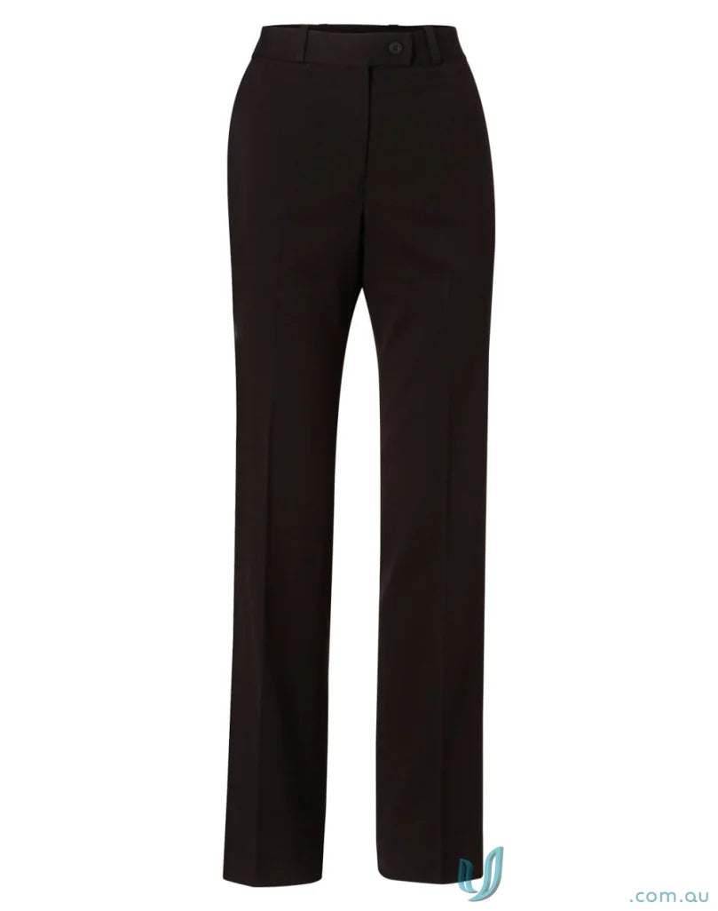 Black winning spirit womens stretch flexi waist straight-leg trousers for comfy style