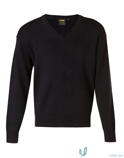 Black V-neck sweater from Winning Spirit Wool Acrylic Knit Jumper collection