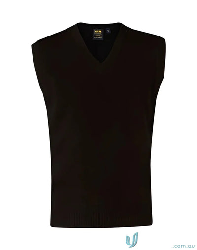 Black V-neck sweater vest from Winning Spirit Wool Acrylic Knit Vest, unisex wool style