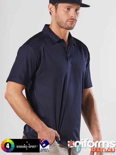 Navy blue Winning Spirit XStreet TrueDry Polo with textured shoulder panels for men