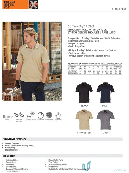 Winning Spirit XStreet TrueDry Polo unisex short sleeve industrial shirt with moisture-wick fabric