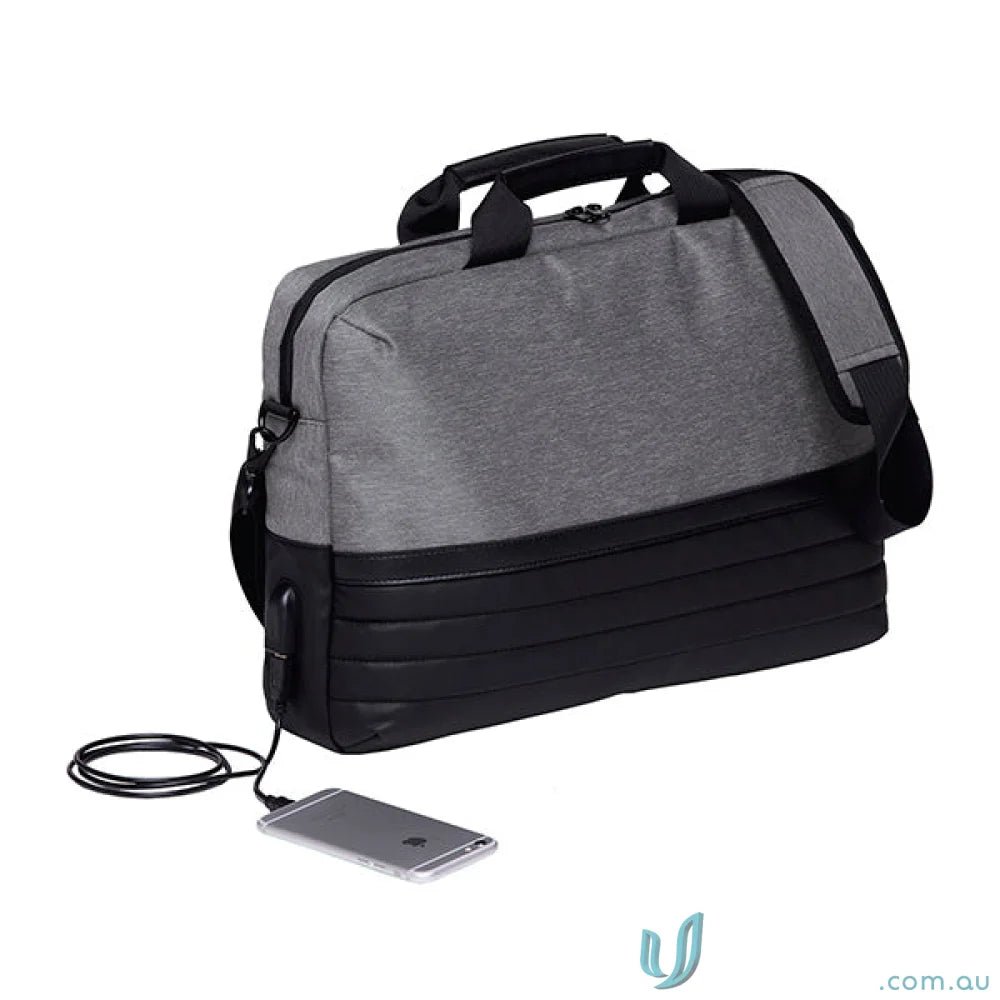 Gray and black Wired Brief Bag with USB port, perfect for workwear and decoration area