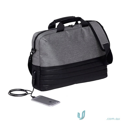 Gray and black Wired Brief Bag with USB port, perfect for workwear and decoration area
