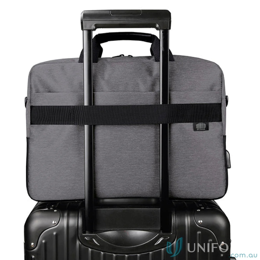 Grey Wired Brief Bag with luggage strap, perfect for workwear and travel decoration area