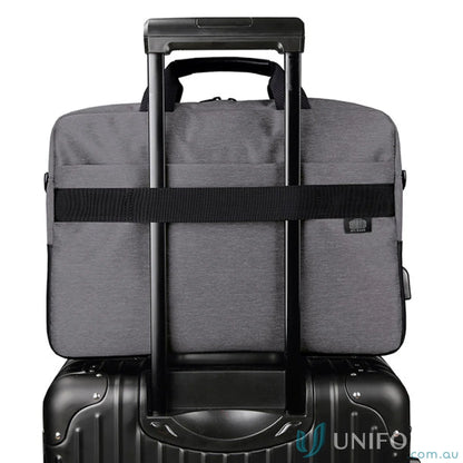 Grey Wired Brief Bag with luggage strap, perfect for workwear and travel decoration area