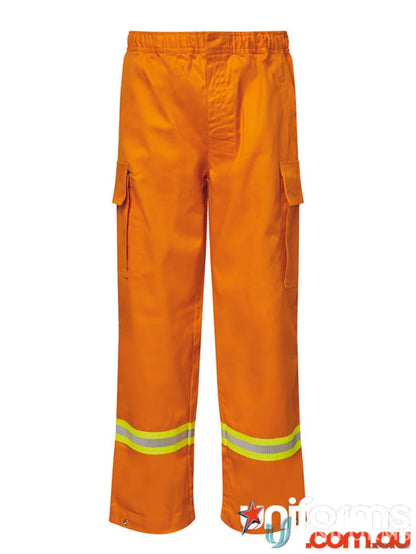 Wldlan Fire Fighting Trouser with orange work pants and reflective stripes, press stud closure