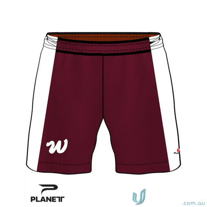 Maroon and white Wodonga Softball Adult Shorts perfect for Wodonga Softball players