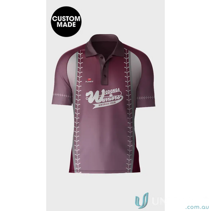 Maroon and gray Wodonga Softball Ladies Polo, perfect softball polo for Wodonga softball