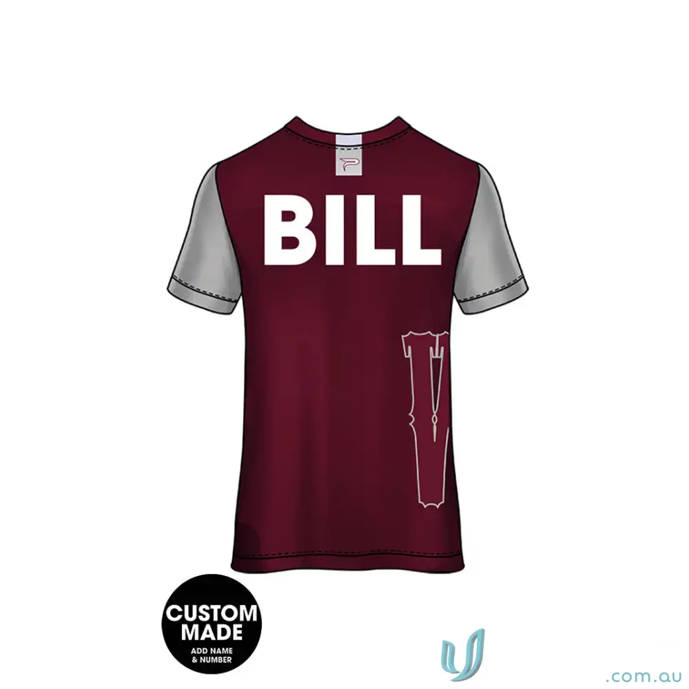 Maroon and gray Wodonga Warriors Ladies Training Tee for adult warriors training