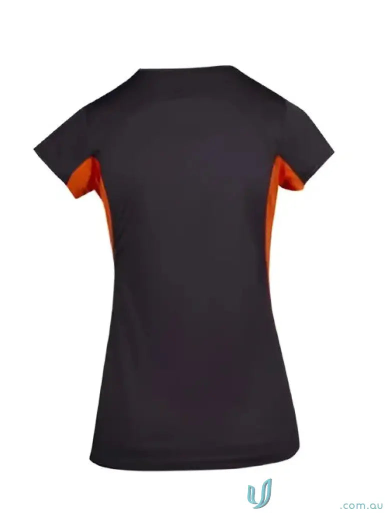 Women’s accelerator cool-dry black and orange athletic T-shirt for active women