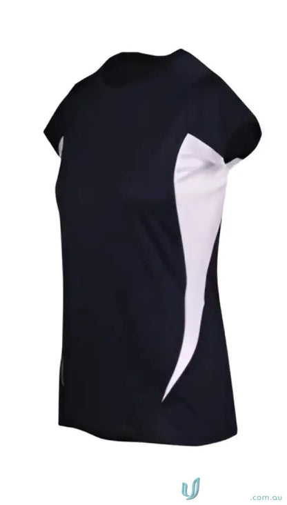 Black and white women’s accelerator cool-dry t-shirt perfect for active wear