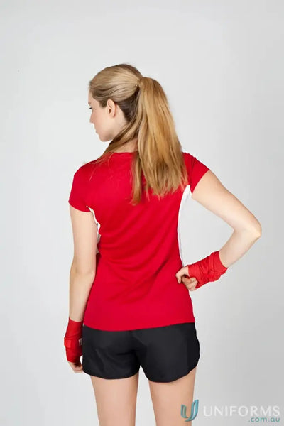 LADIES T-Shirts - Stylish and Comfortable Options for Work and Casual Wear T447LD Womenâ€™s Accelerator Cool-Dry T-Shirt -Large Sizes in Red