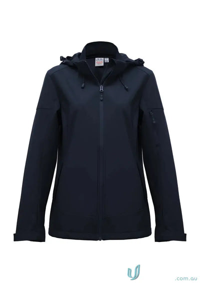 Navy blue women’s Atlas jacket with breathable fabric and waterproof membrane